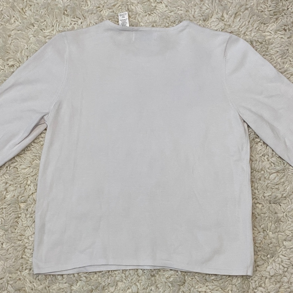 Alfred Dunner Womens size medium White sweater Blue Floral Embroidery beaded ¥ - Picture 7 of 15